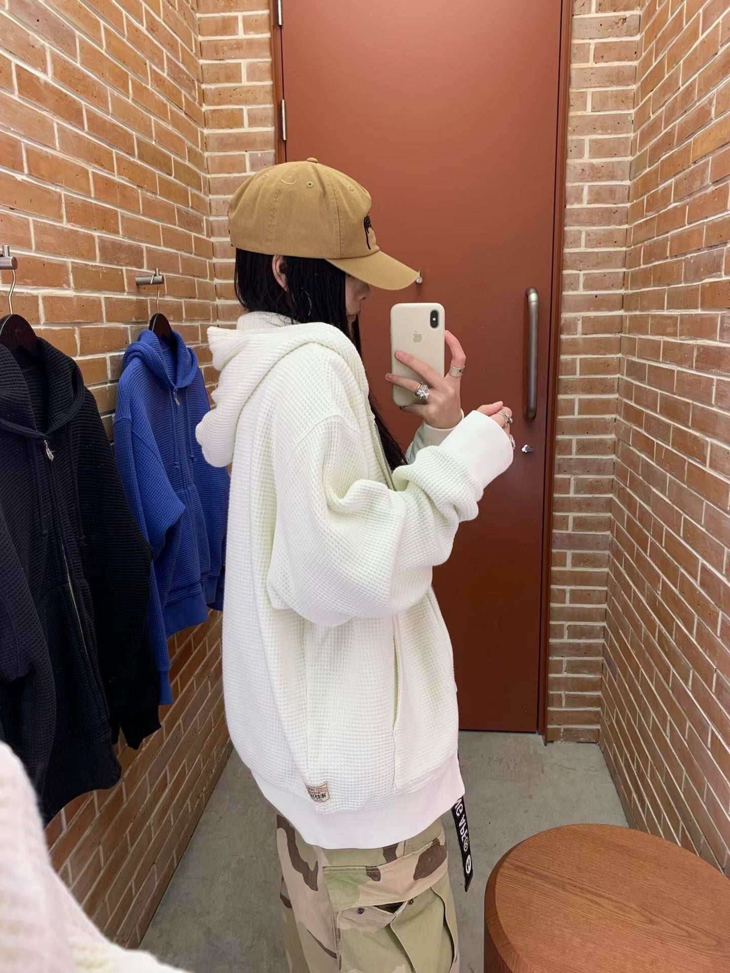 Stussy double layer waffle zip hoodies