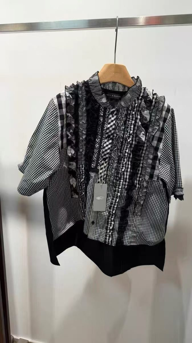 Beams蝴蝶結格仔裇衫