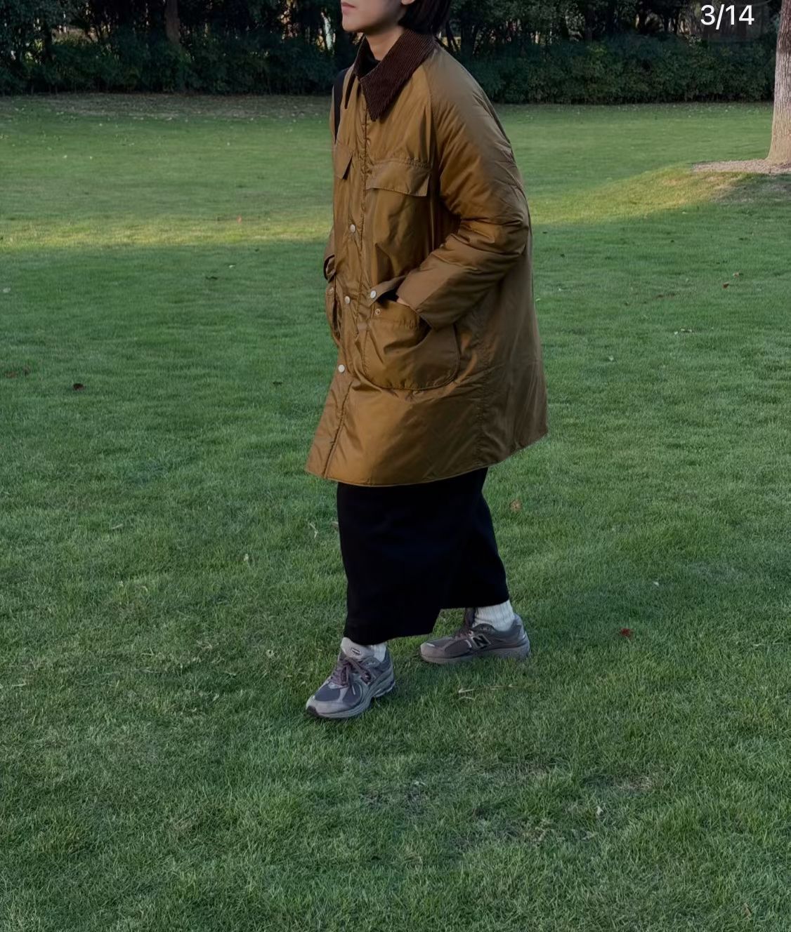 45R燈芯絨領夾棉中長外套