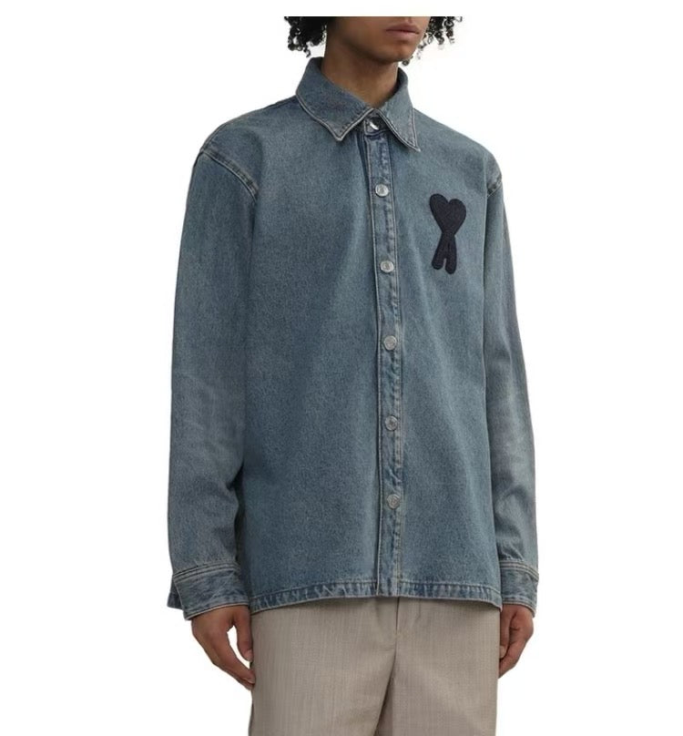 AMI 刺繡大logo牛仔裇衫