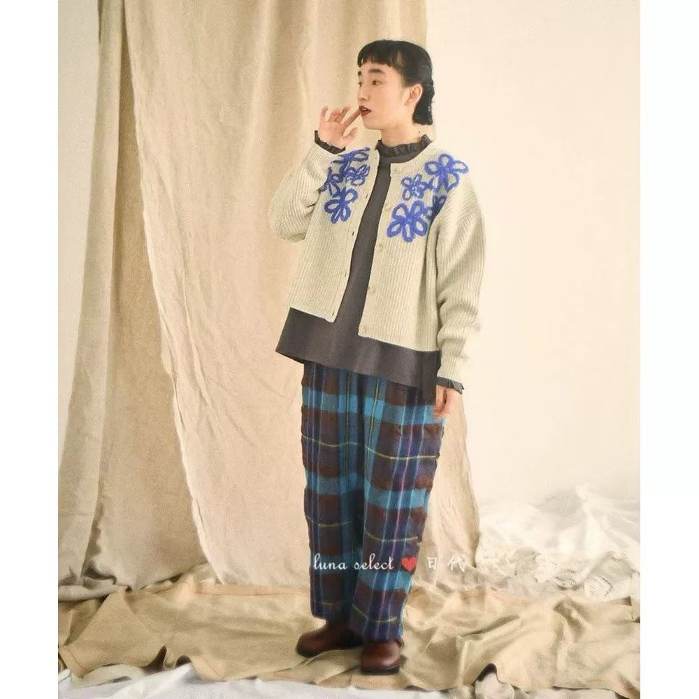 日本貴牌tumugu手工刺繡羊毛cardigan